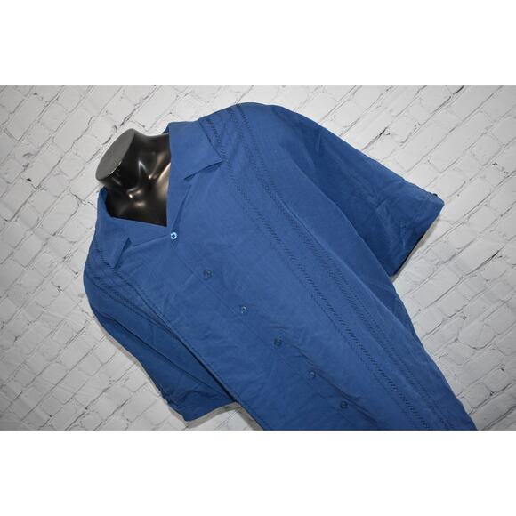 Cubavera Hawaiian Shirt Mens Size 4XL BIG Viscose Polyester Blue - Picture 1 of 6